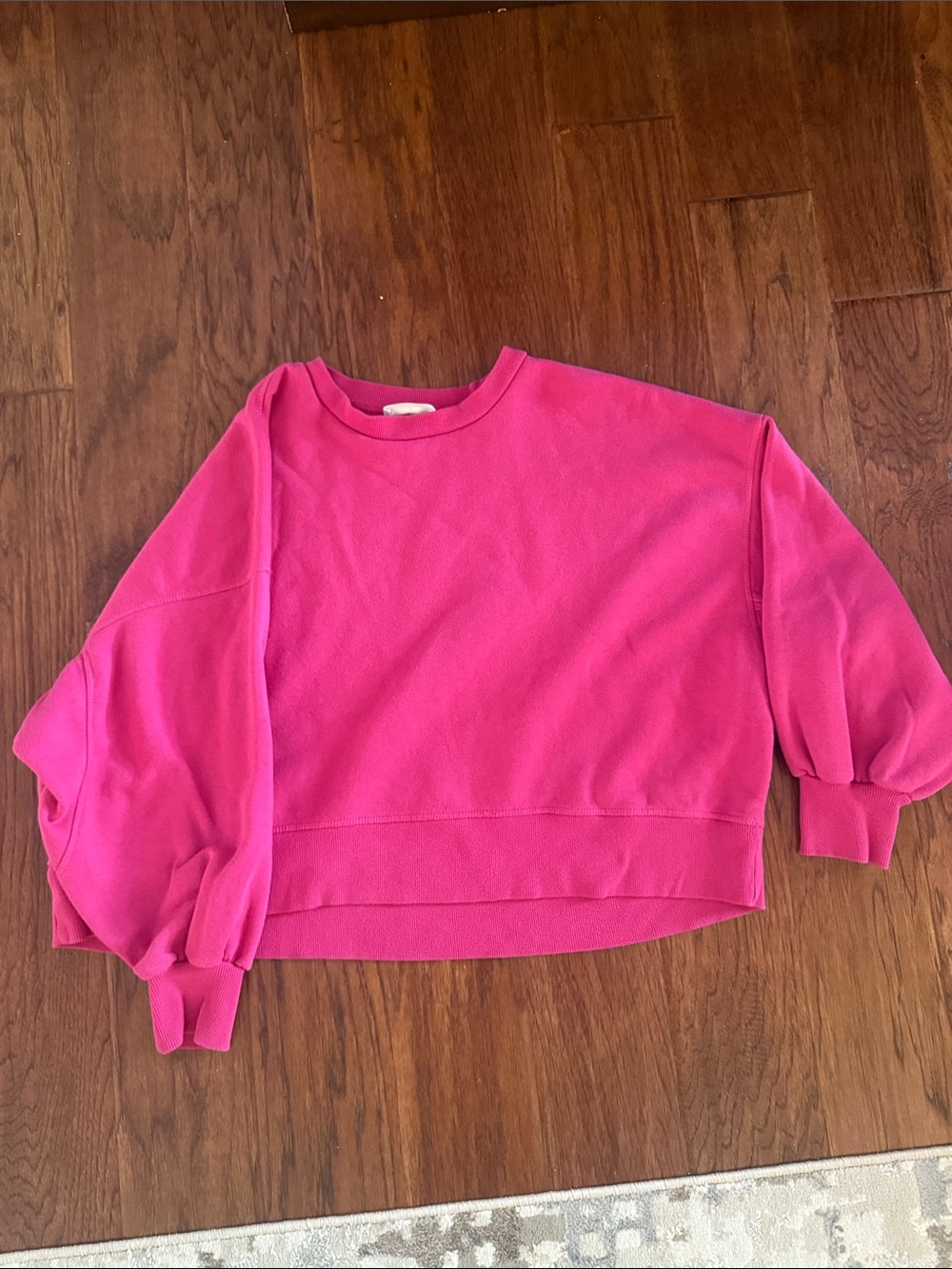 Bright Pink Boxy Cropped Sweatshirt